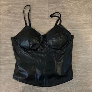 Almost Famous Black Leather Camisole Top